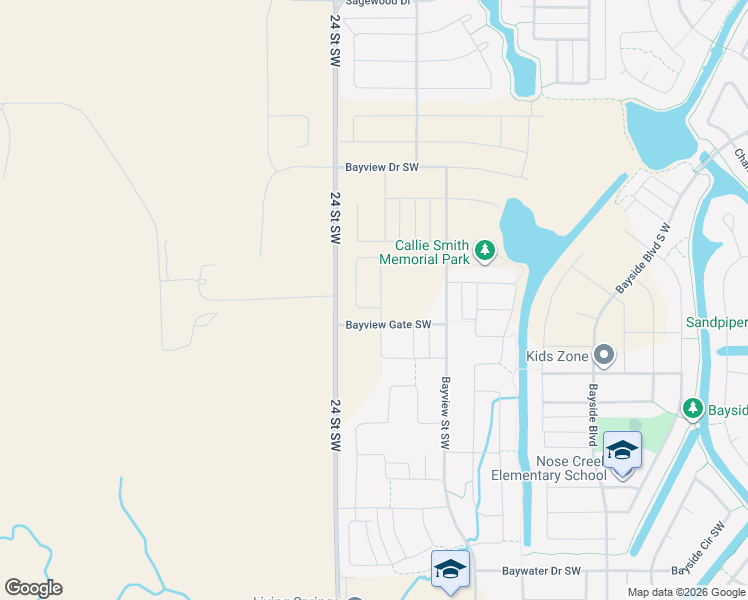 map of restaurants, bars, coffee shops, grocery stores, and more near 1305 Bayview Point Southwest in Airdrie