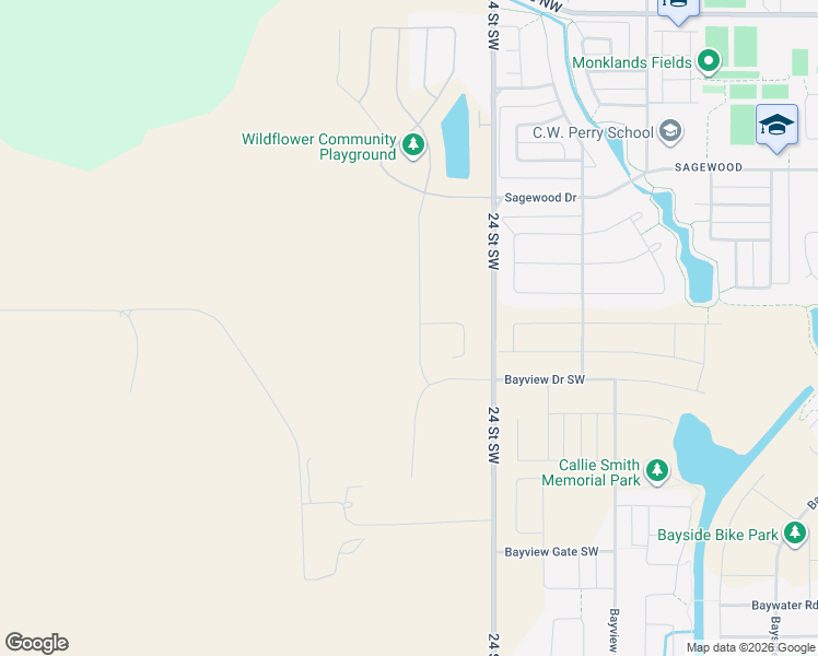 map of restaurants, bars, coffee shops, grocery stores, and more near 1055 Fowler Road Southwest in Airdrie