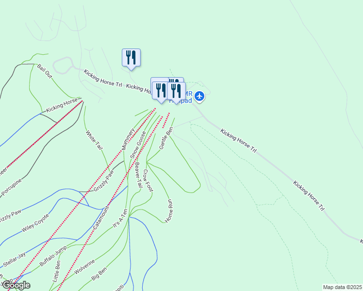 map of restaurants, bars, coffee shops, grocery stores, and more near 1420 Palliser Trail in Golden