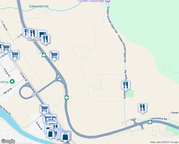 map of restaurants, bars, coffee shops, grocery stores, and more near 1425 Granite Drive in Golden