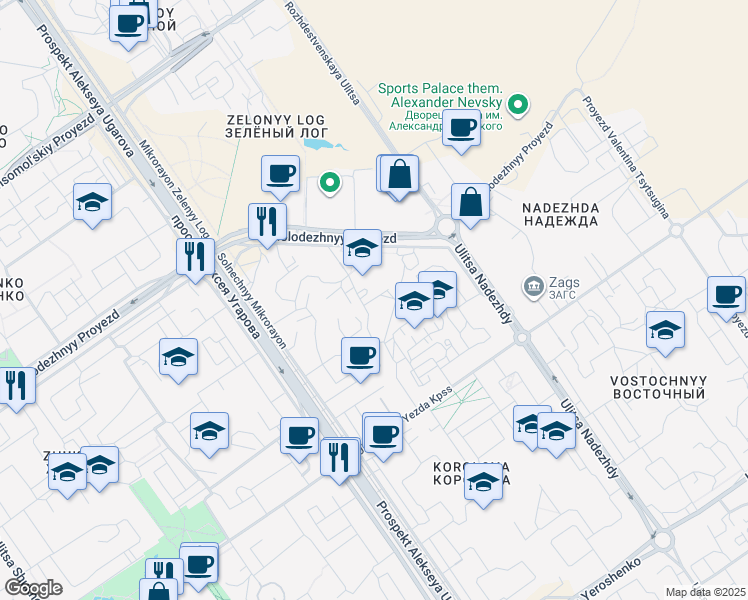 map of restaurants, bars, coffee shops, grocery stores, and more near in Stary Oskol