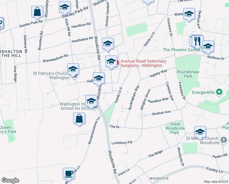 map of restaurants, bars, coffee shops, grocery stores, and more near 127 Onslow Gardens in Greater London