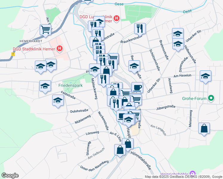 map of restaurants, bars, coffee shops, grocery stores, and more near 26 Poststraße in Hemer