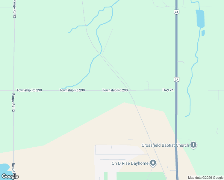map of restaurants, bars, coffee shops, grocery stores, and more near Township Road 290 in Crossfield