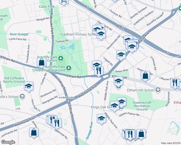 map of restaurants, bars, coffee shops, grocery stores, and more near in Greater London