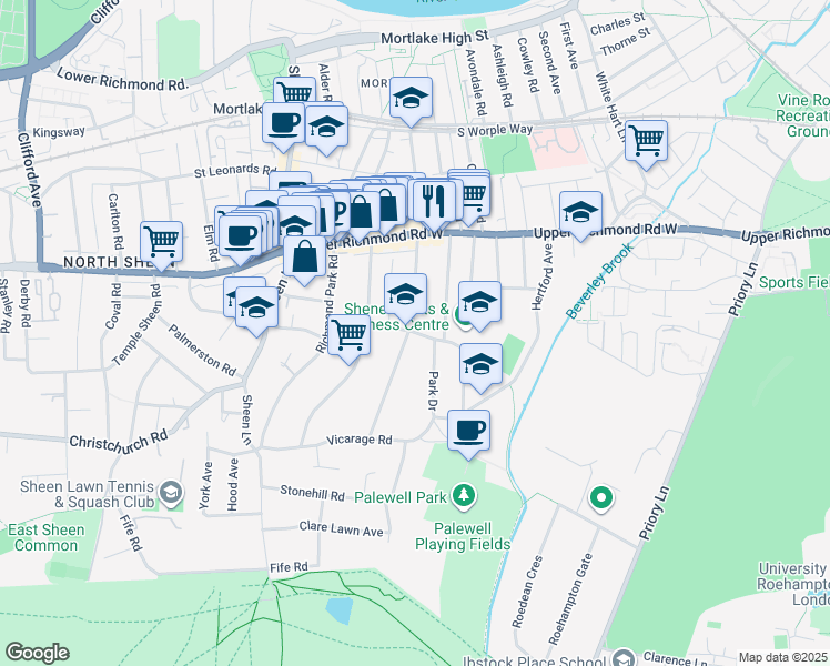 map of restaurants, bars, coffee shops, grocery stores, and more near in London