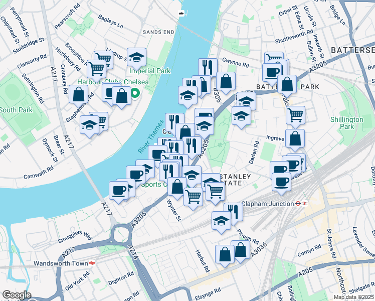 map of restaurants, bars, coffee shops, grocery stores, and more near in London