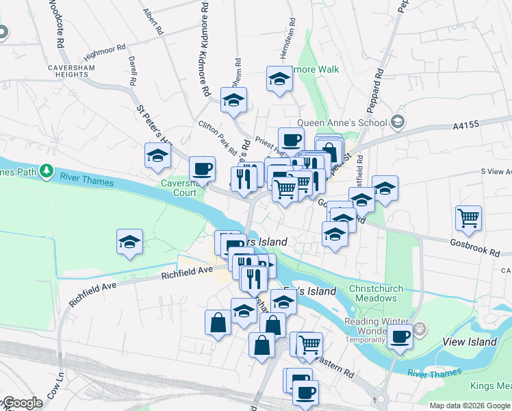 map of restaurants, bars, coffee shops, grocery stores, and more near 13 Bridge Street in Berkshire
