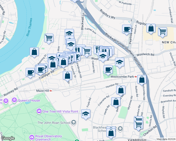 map of restaurants, bars, coffee shops, grocery stores, and more near Hawthorne Crescent in Greater London