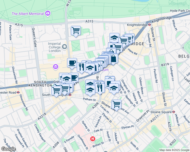 map of restaurants, bars, coffee shops, grocery stores, and more near  in Greater London