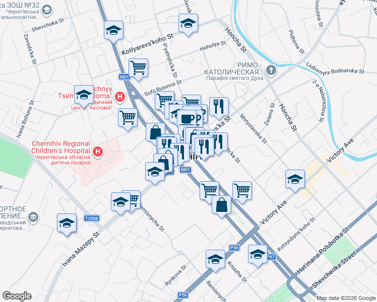 map of restaurants, bars, coffee shops, grocery stores, and more near in 