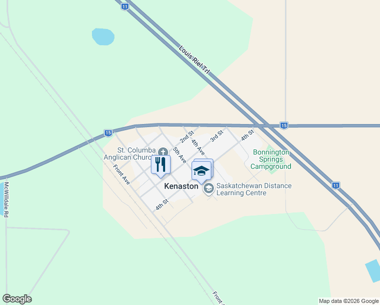 map of restaurants, bars, coffee shops, grocery stores, and more near 409 2nd Street in Kenaston