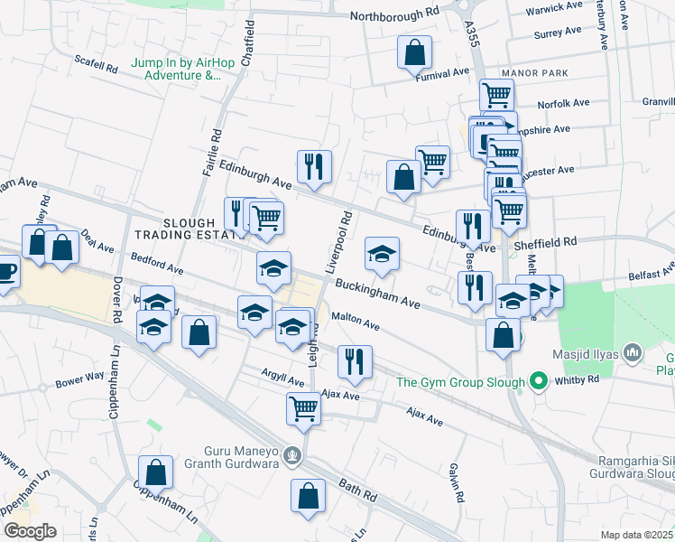 map of restaurants, bars, coffee shops, grocery stores, and more near in Berkshire