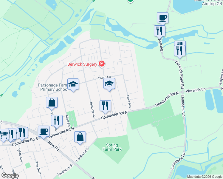 map of restaurants, bars, coffee shops, grocery stores, and more near 42 Fairview Avenue in Greater London