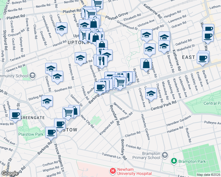 map of restaurants, bars, coffee shops, grocery stores, and more near 894 Green Street in Greater London