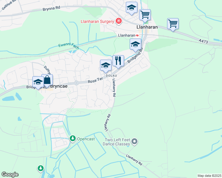 Parc Bryn Derwen, Llanharan Wales Walk Score
