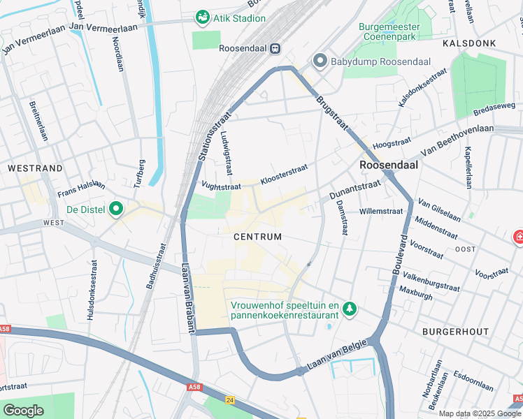 map of restaurants, bars, coffee shops, grocery stores, and more near 13A Bloemenmarkt in Roosendaal