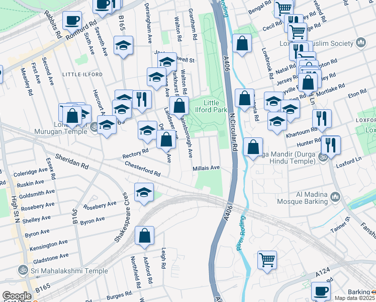 map of restaurants, bars, coffee shops, grocery stores, and more near in Greater London