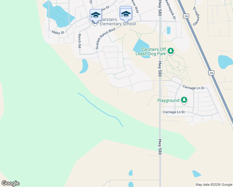 map of restaurants, bars, coffee shops, grocery stores, and more near 1404 Scarlett Ranch Boulevard in Carstairs