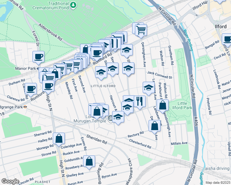 map of restaurants, bars, coffee shops, grocery stores, and more near 110 Sixth Avenue in Greater London