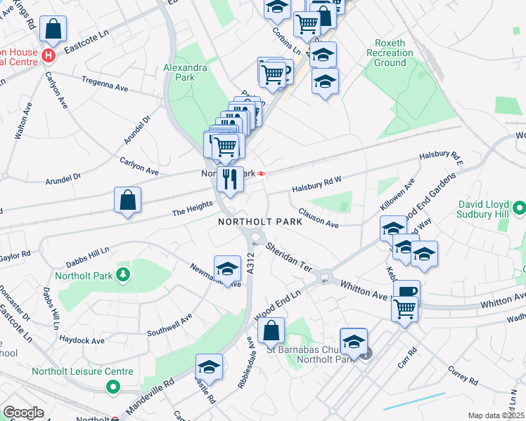map of restaurants, bars, coffee shops, grocery stores, and more near Dorchester Road in Greater London