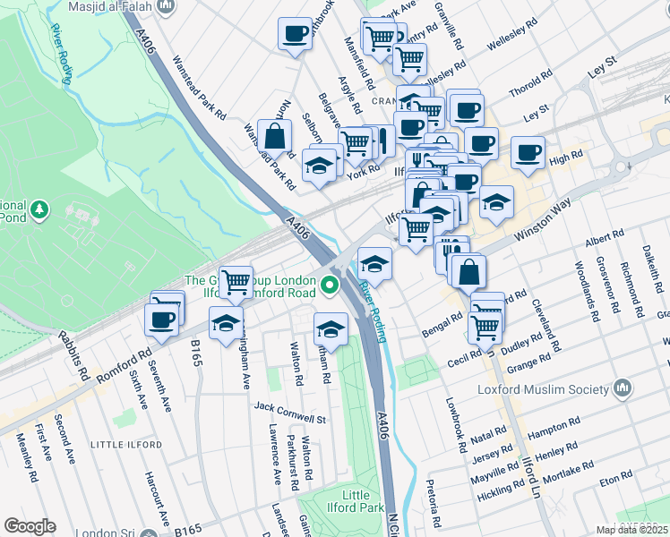 map of restaurants, bars, coffee shops, grocery stores, and more near in London