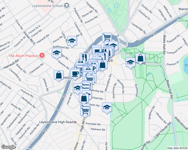 map of restaurants, bars, coffee shops, grocery stores, and more near in Greater London