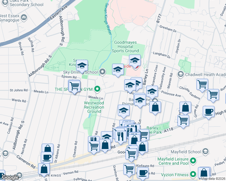 map of restaurants, bars, coffee shops, grocery stores, and more near in Greater London