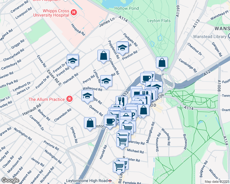 map of restaurants, bars, coffee shops, grocery stores, and more near in London