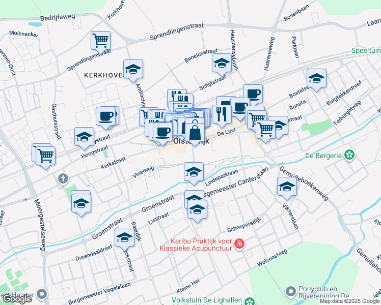map of restaurants, bars, coffee shops, grocery stores, and more near 6 Burgemeester Verwielstraat in Oisterwijk