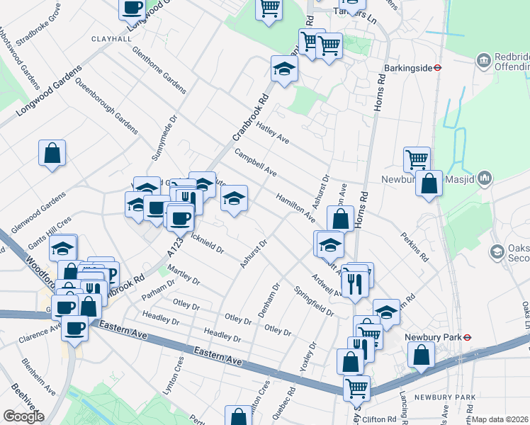 map of restaurants, bars, coffee shops, grocery stores, and more near 70 Bute Road in Greater London