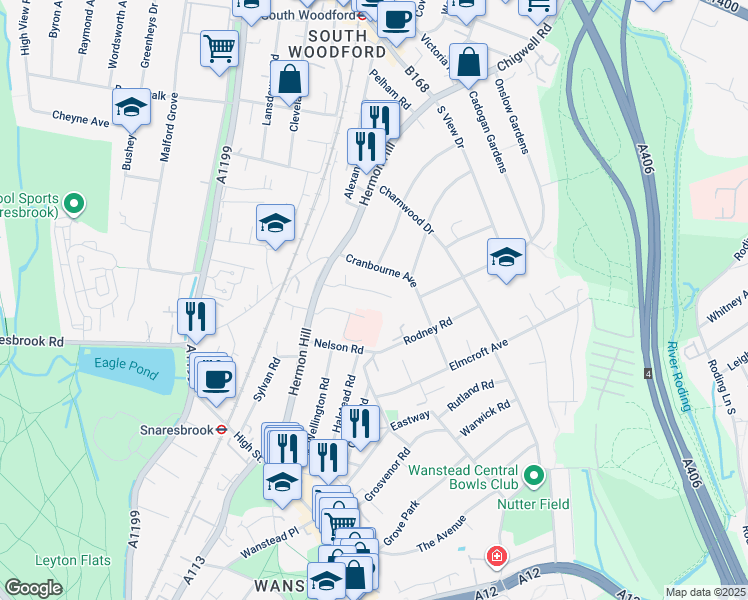 map of restaurants, bars, coffee shops, grocery stores, and more near in London