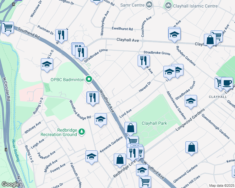 map of restaurants, bars, coffee shops, grocery stores, and more near in Greater London