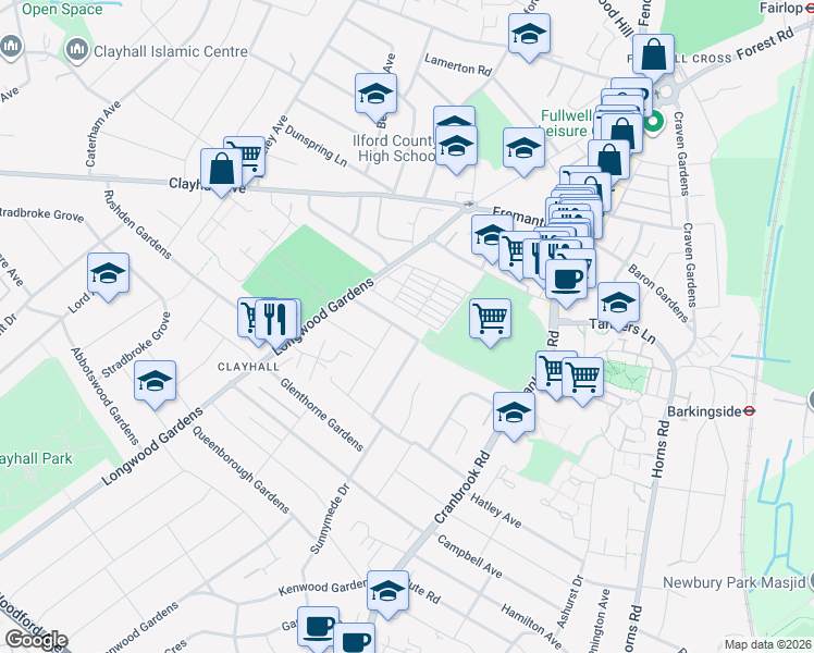 map of restaurants, bars, coffee shops, grocery stores, and more near 56 Greenleafe Drive in Greater London