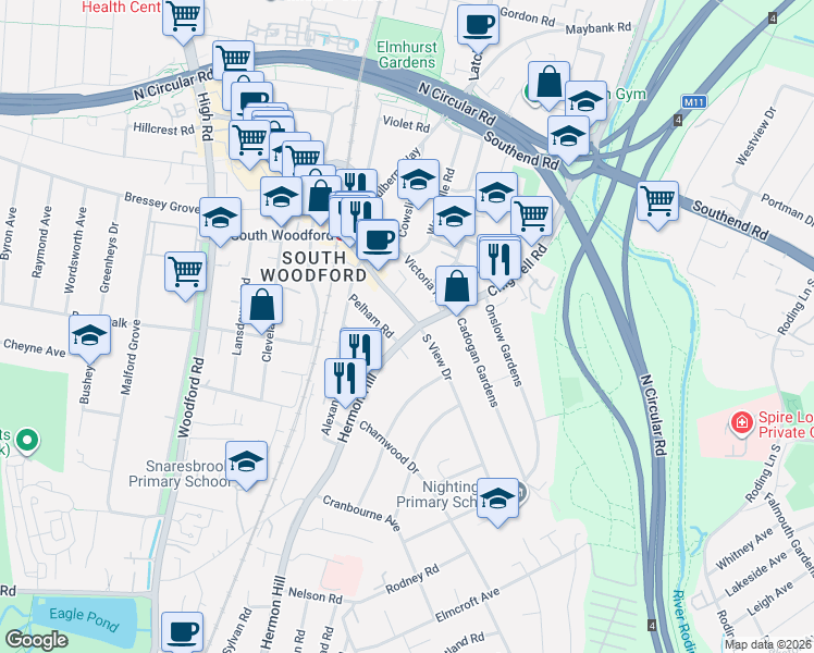 map of restaurants, bars, coffee shops, grocery stores, and more near in London