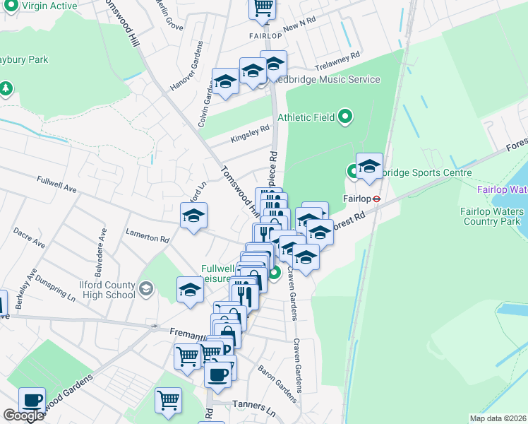 map of restaurants, bars, coffee shops, grocery stores, and more near in Greater London