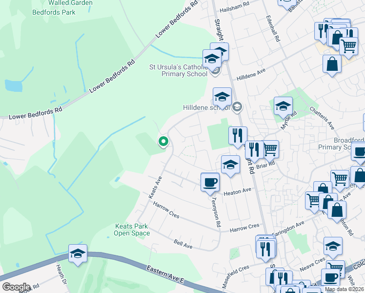 map of restaurants, bars, coffee shops, grocery stores, and more near in Greater London