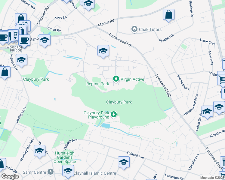 map of restaurants, bars, coffee shops, grocery stores, and more near Regents Drive in Greater London