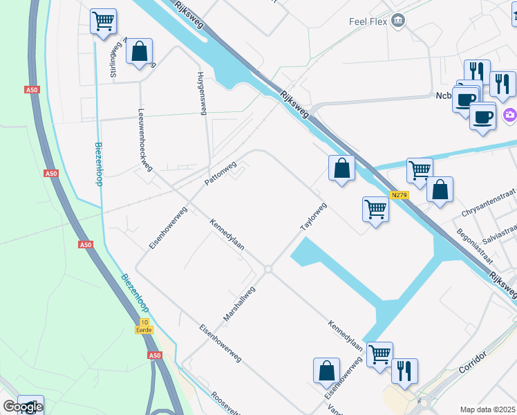 map of restaurants, bars, coffee shops, grocery stores, and more near 5 Taylorweg in Veghel