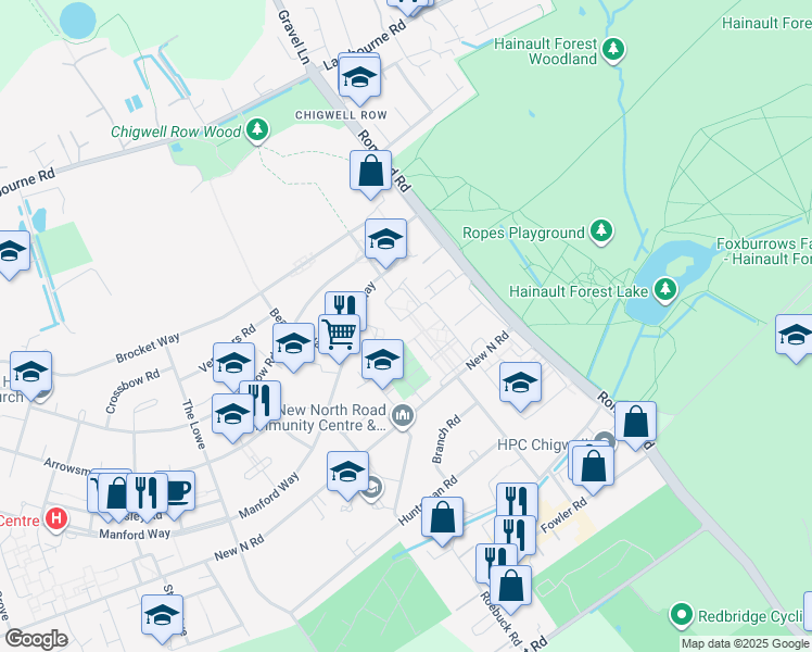 map of restaurants, bars, coffee shops, grocery stores, and more near 22 Baywood Square in Greater London