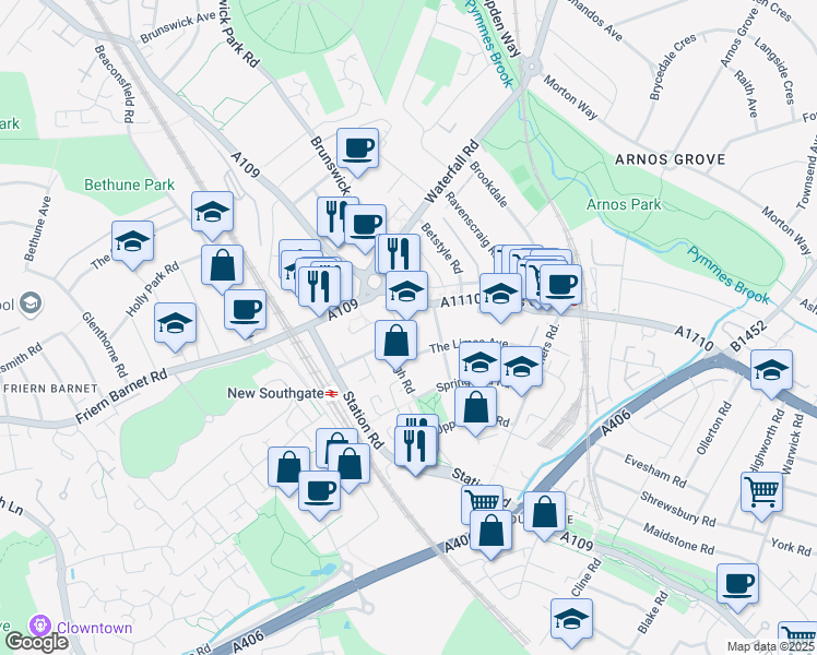 map of restaurants, bars, coffee shops, grocery stores, and more near 7 Grove Road in Greater London