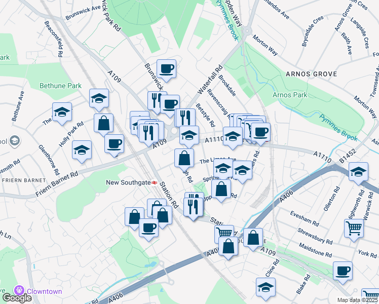 map of restaurants, bars, coffee shops, grocery stores, and more near 7 Grove Road in Greater London