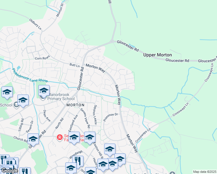 map of restaurants, bars, coffee shops, grocery stores, and more near 66 Osprey Park in Thornbury