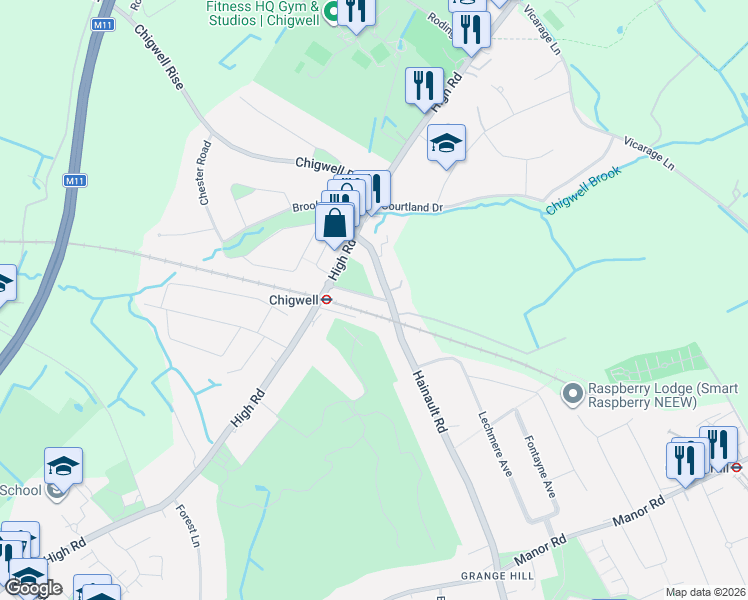 map of restaurants, bars, coffee shops, grocery stores, and more near 13 Station Road in Essex