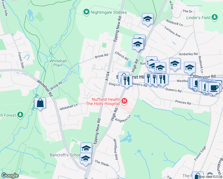 map of restaurants, bars, coffee shops, grocery stores, and more near in 