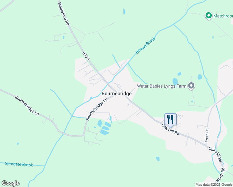 map of restaurants, bars, coffee shops, grocery stores, and more near in Bournebridge