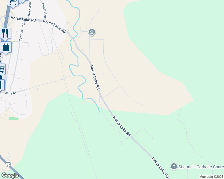 map of restaurants, bars, coffee shops, grocery stores, and more near 110 Forest Ridge Road in 100 Mile House