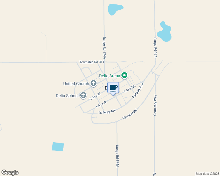 map of restaurants, bars, coffee shops, grocery stores, and more near in Delia