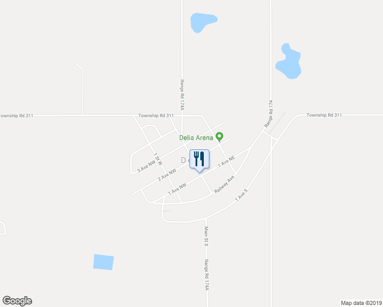 map of restaurants, bars, coffee shops, grocery stores, and more near 302 Main Street in Delia