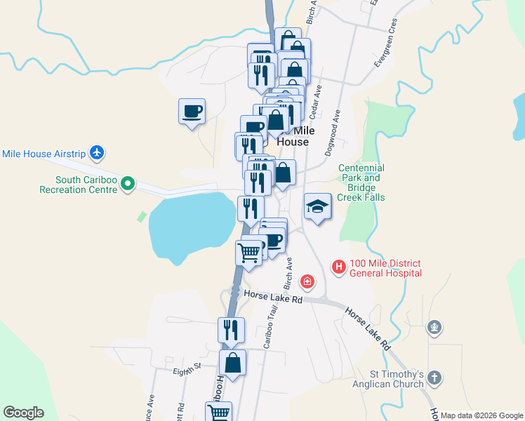 map of restaurants, bars, coffee shops, grocery stores, and more near 465 Alder Avenue in Buffalo Creek